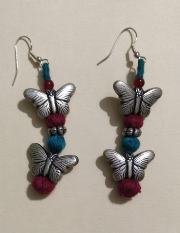 Butterfly Earring-Blue and Red
