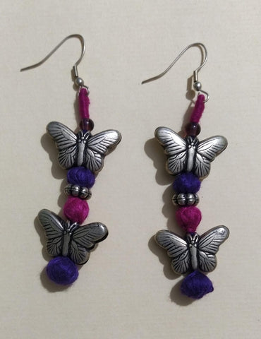 Butterfly Earring-Pink and Purple