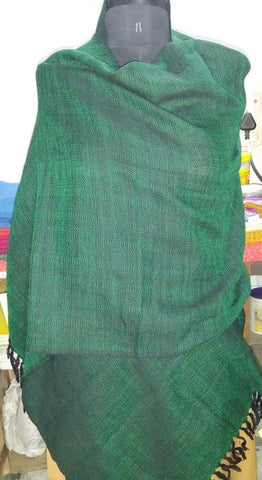 Handwoven Woolen stole - Green & Black