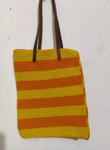 Shagun Crochet Tote-Yellow