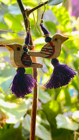 Bird Earring-Yallow & Purple