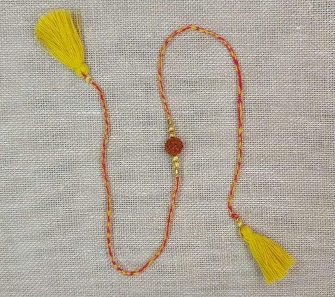 Handmade Rudrakash Rakhi - Yellow