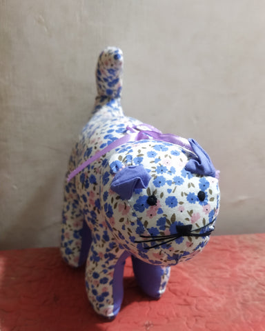 Pussy Cat Soft Toy-Blue &White