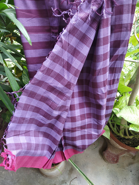 Saree-Purple checks