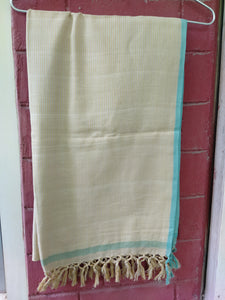 Cotton Stole-Beige and Blue