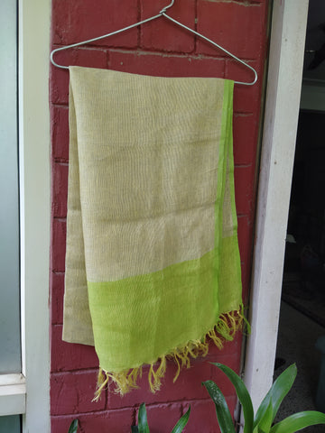 Linen Stole-Yellow and Green