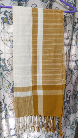 Dupatta-Mustard & Off white