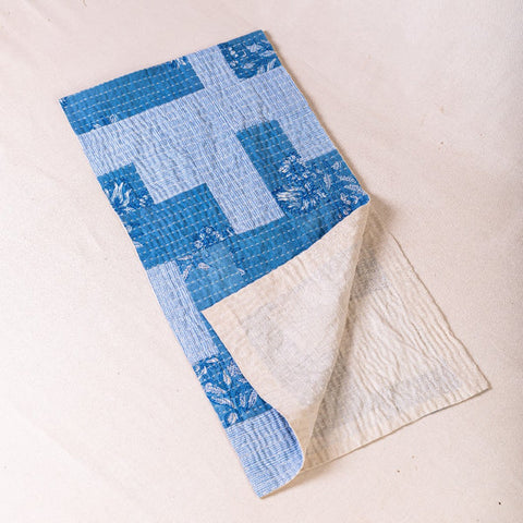 Table Runner - Handcrafted Patchwork Blue