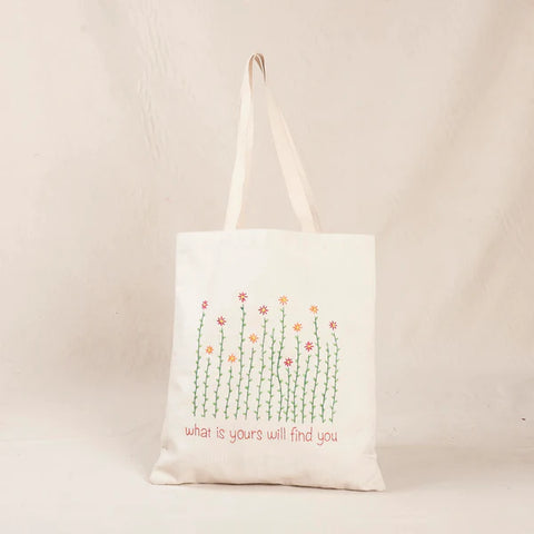 Embroidered Canvas Shopping Tote Bag