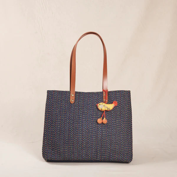 Gopal Tote Bag - Denim with Kantha