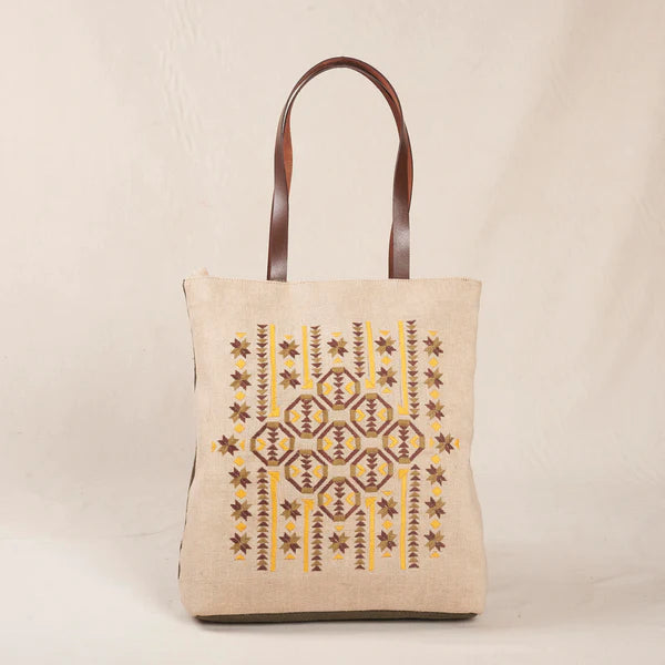 Phulkari Wasabi Tote Bag - Juco