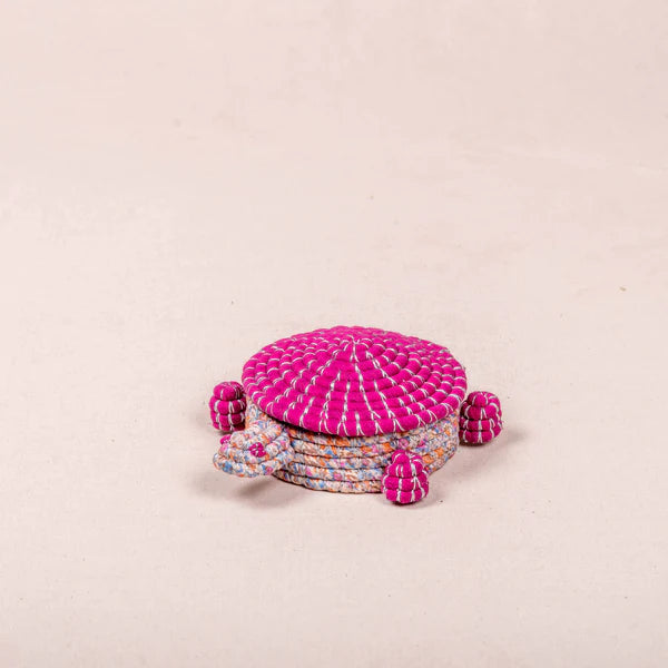 Handwoven Basket - Pink Turtle