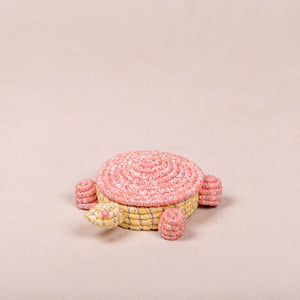 Handwoven Basket - Peach Turtle