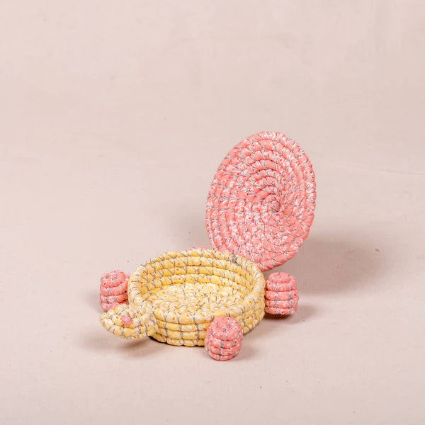 Handwoven Basket - Peach Turtle