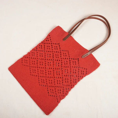 Shagun Tote Bag - Crochet Jaali Red