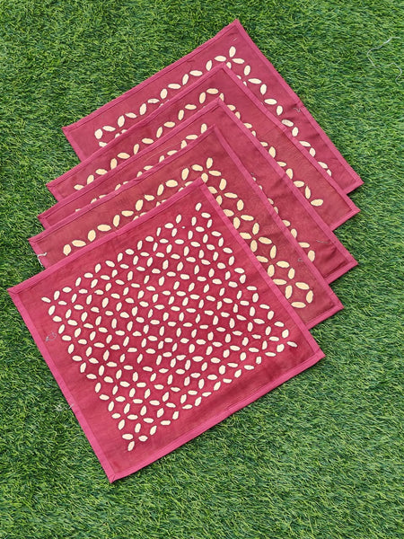 Chanderi and tissue Cushion Covers (Set of 5)-Maroon