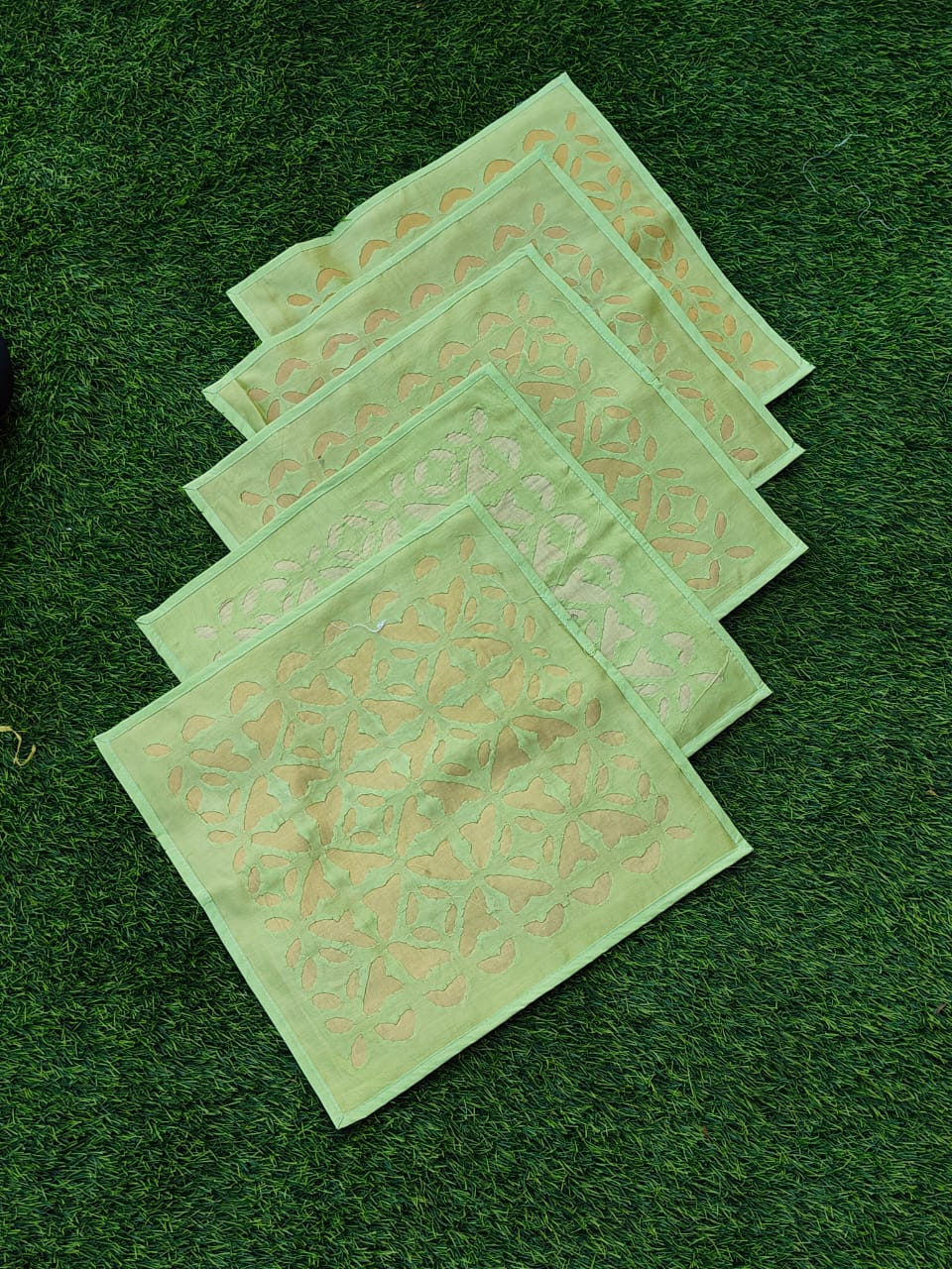 Applique Cushion Cover-Green