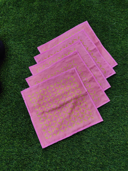 Chanderi and tissue Cushion Covers (Set of 5)-Pink
