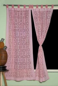 Applique Work Curtain -Pink