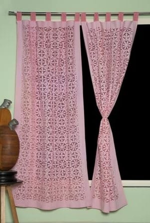 Applique Work Curtain -Pink