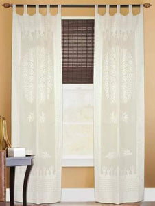 Applique  Curtain -White