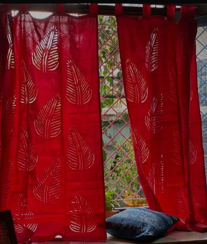 Applique Curtain -Red LeafDesign