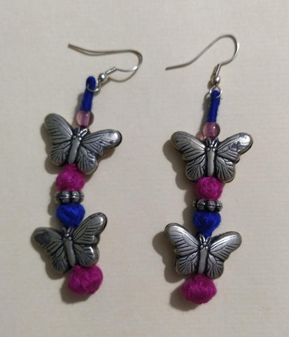 Butterfly Earring-Blue and Pink