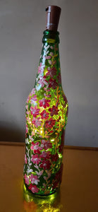 Hand Painted Bottle - Pink Blossoms
