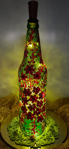 Hand Painted Bottle - Red Bloom