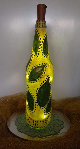 Hand Painted Bottle - Feeling Leafy