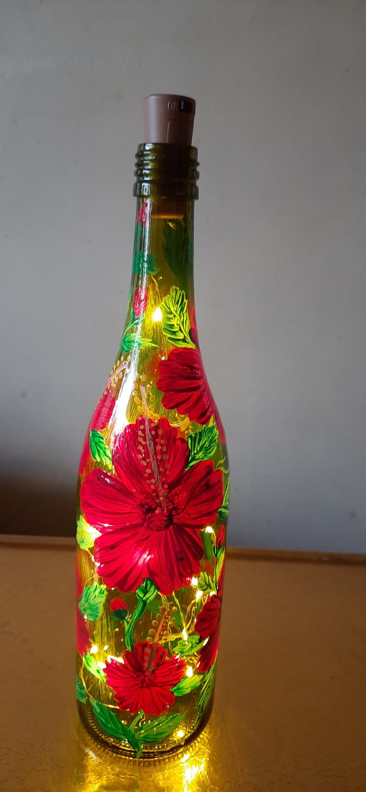 Hand Painted Bottle - Hibiscus