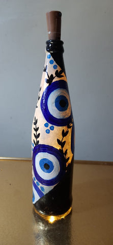 Hand Painted Bottle - Evil Eye