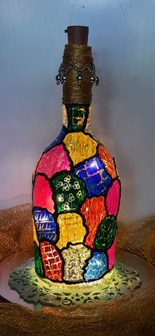 Hand Painted Bottle - Kaleidoscope (Round)