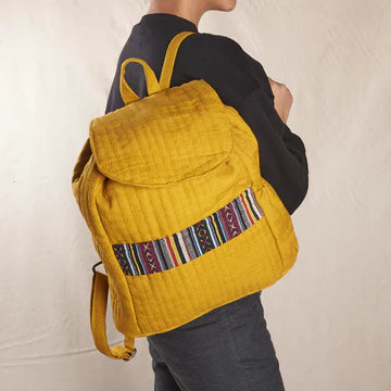 Rizu Backpack - Yellow Slub Fabric
