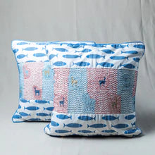 Fish Cushion Covers with Kantha (Set of 2)