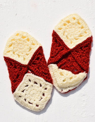 Booties-Cream & Red (8")