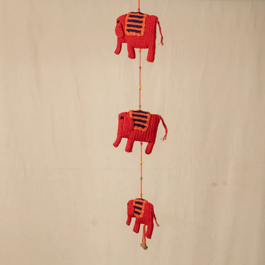 Elephant Crochet Toran-Red
