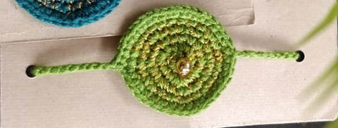 Handmade Crochet Rakhi (Green Circle )