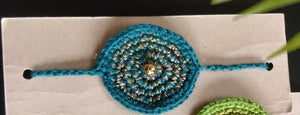 Handmade Crochet Rakhi - Blue Circle