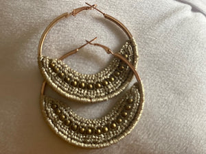 Gold Jaali & Bead Crochet Hoops (M,L)
