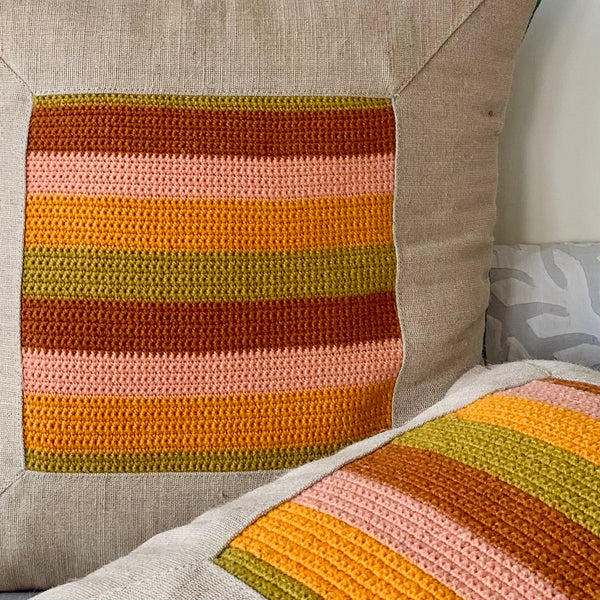 Juco Cushion Covers in Crochet Patches, Thick(Set of 2)