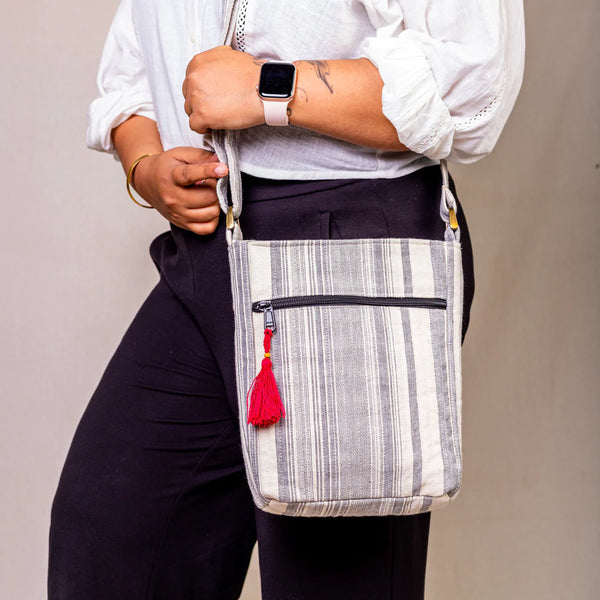 Subway Sling Bag - Grey And White