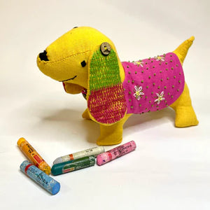 Dachshund Dog - Pink Yellow Jacket