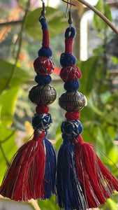 Tassels Earring-Red&Blue