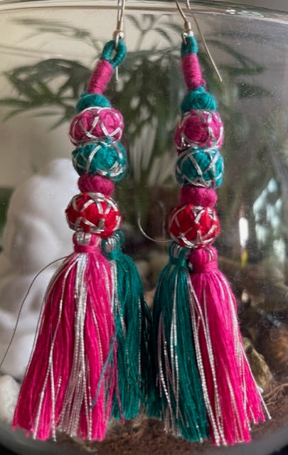 Tassels Earring-Pink&Blue