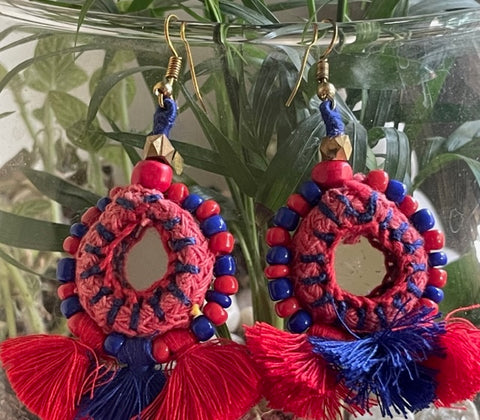 Mirror Earring-Red & blue