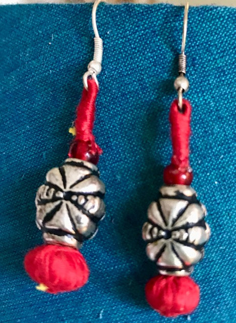 Red single bead Earrings-Small