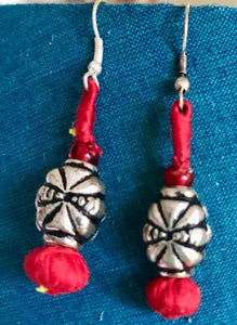 Red single bead Earrings-Small