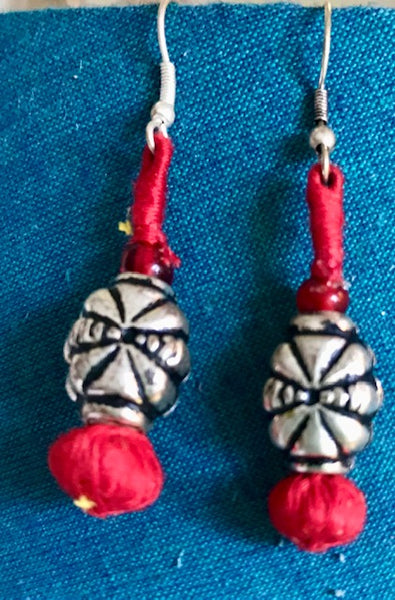 Red single bead Earrings-Small