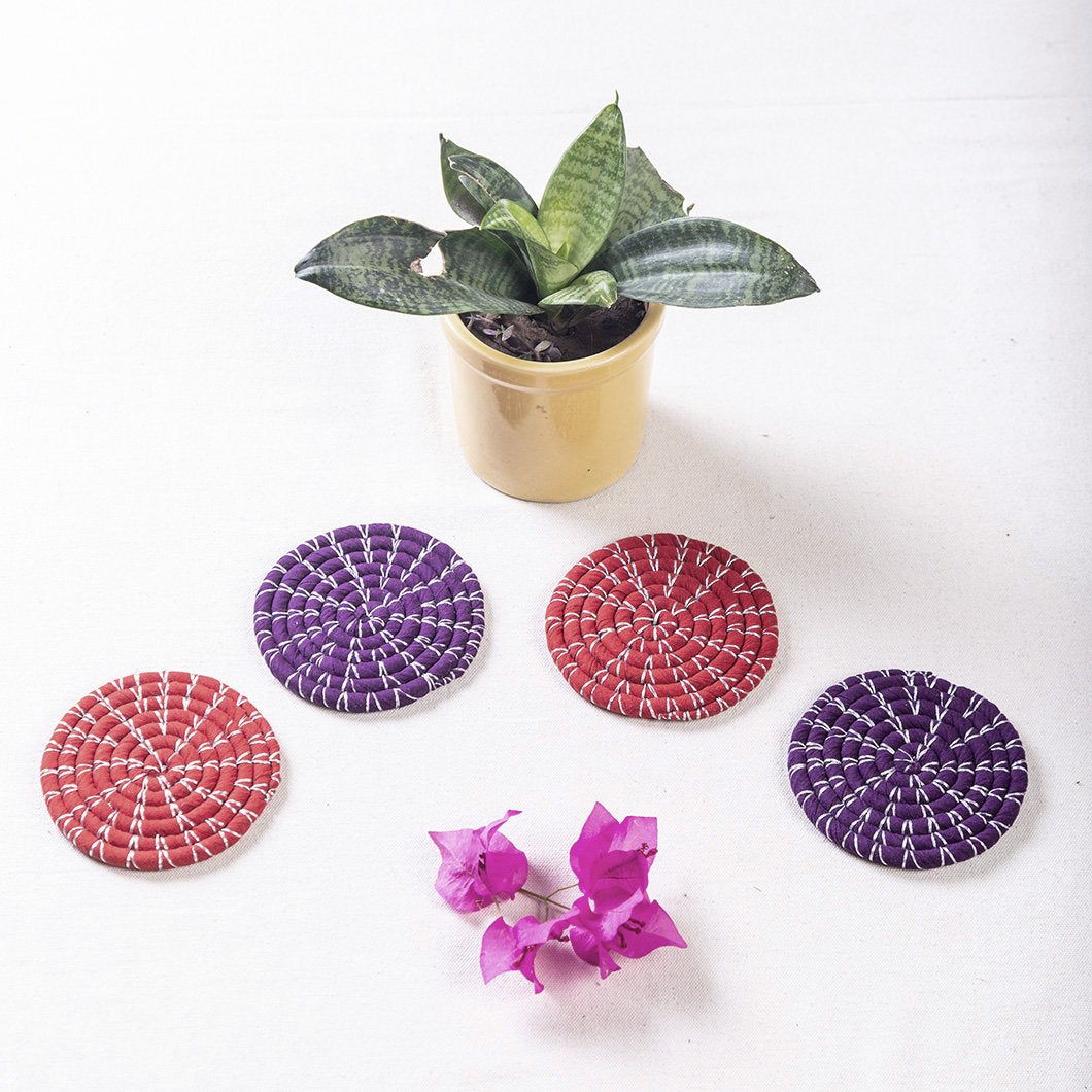 Handwoven 4” Coasters (Set of 4)